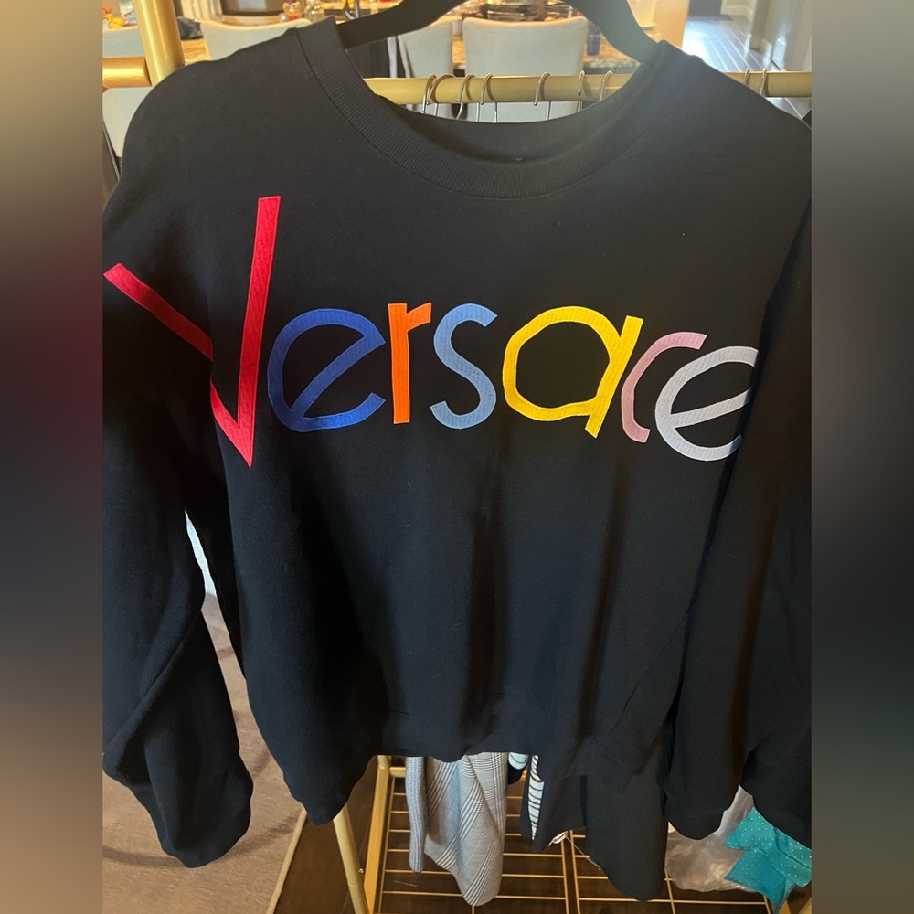 Versace Black Sweatshirt with Multicolor Logo